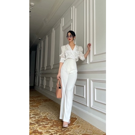VELLE DESIGN áo sơ mi Kelly chất lụa tơ organza cao cấp không nhăn