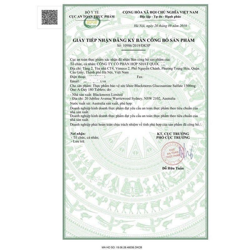ĐỦ BILL - GLUCOSAMIN BLACKMORES VIÊN UỐNG CẢI THIỆN VẤN ĐỀ XƯƠNG KHỚP