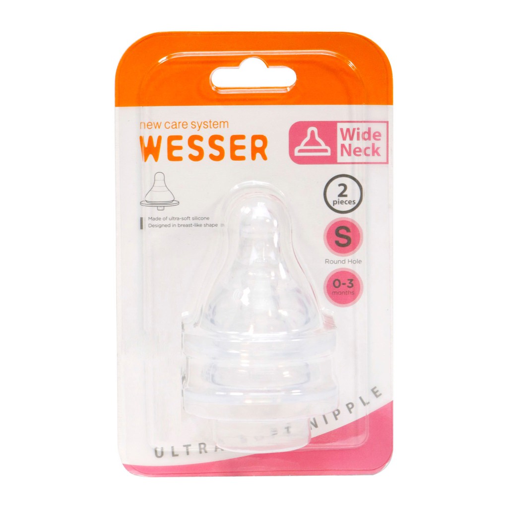 [CHÍNH HÃNG] Bộ Đôi Núm Vú Wesser Cổ Rộng Size S (Cho bé 0-3 tháng)
