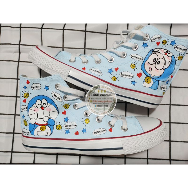 giày vải cao cổ vẽ doraemon