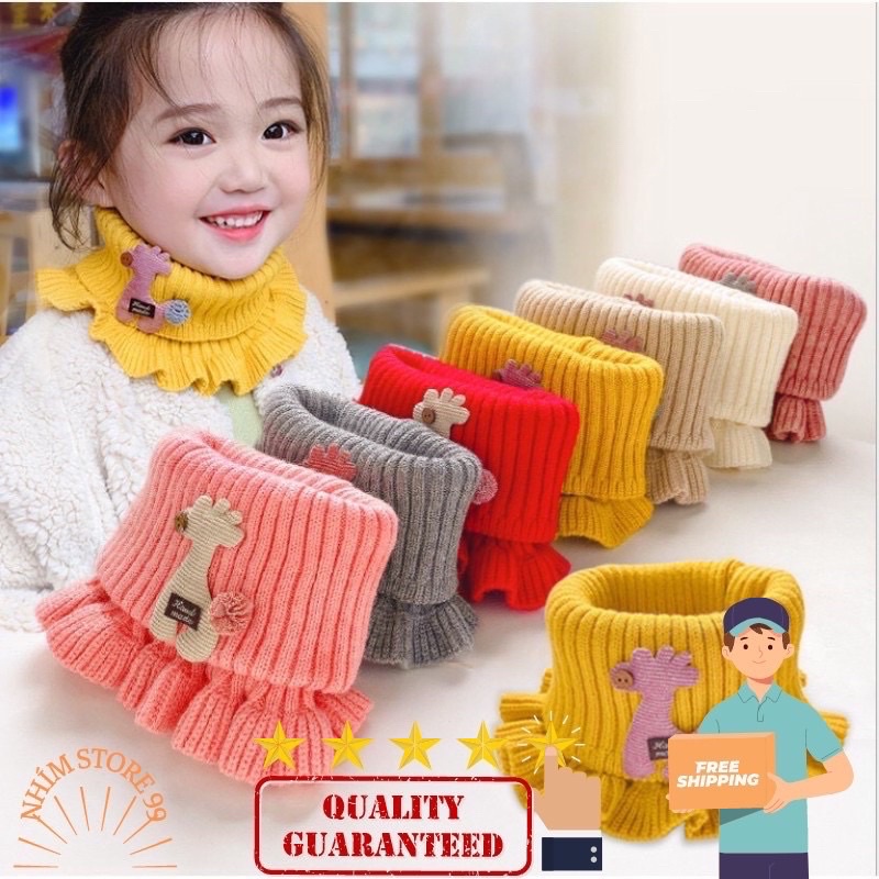Khăn len cổ nhún dạng ống hình hươu dễ thương cho bé