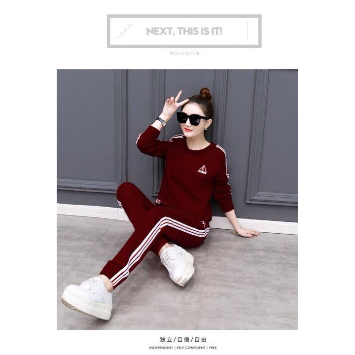 Set Đồ Bộ Thu Đông Nữ Thể Thao Viền Sọc Thời Trang Mặc Nhà Cao Cấp | BigBuy360 - bigbuy360.vn