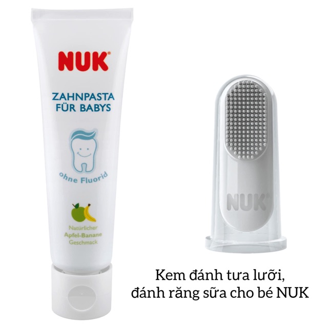 Kem đánh răng sữa, tưa lưỡi NUK ( Bé nuốt được)