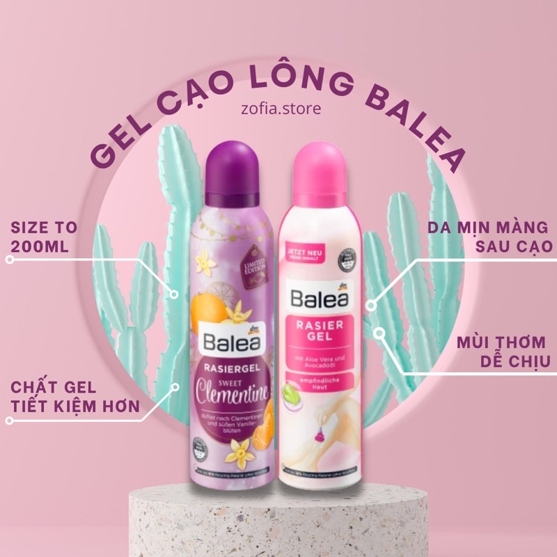 Gel cạo lông Balea nội địa Đức 200ml size to mẫu mới