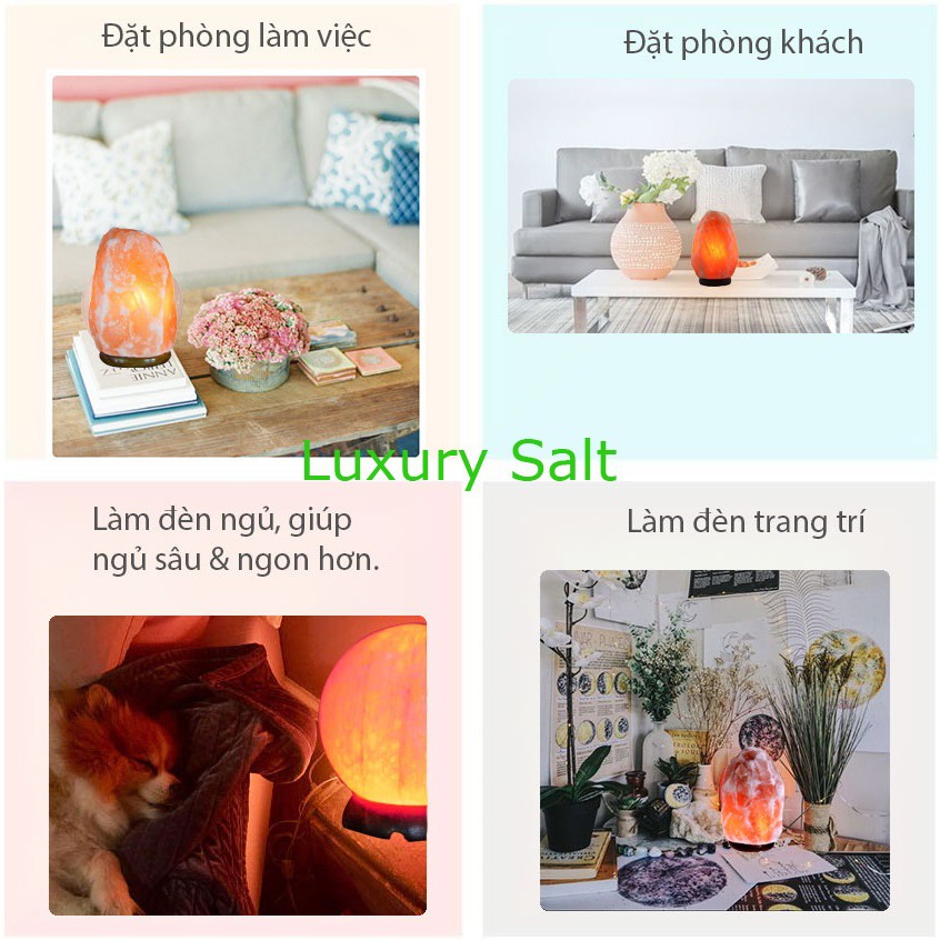 Đèn Đá Muối Himalaya Phong Thủy, Trang Trí, Thanh Lọc Không Khí  - Nhập Khẩu Pakistan