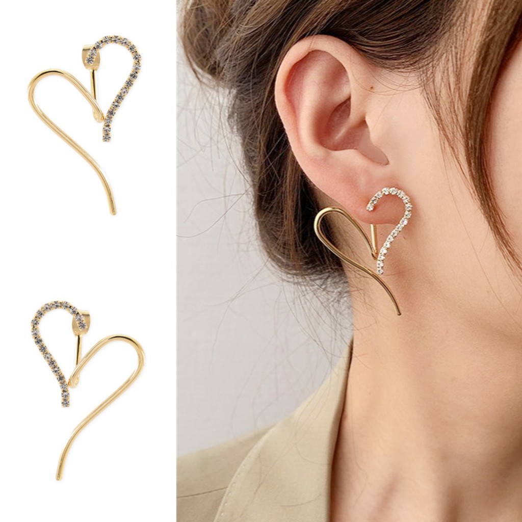 Khuyên Tai Trái Tim Đính Đá Phong Cách Hàn Quốc C171