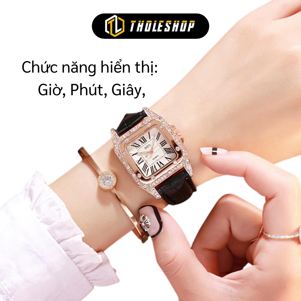 Đồng Hồ Thời Trang Nữ DZG Dây Da Mặt Đính Đá Cực Đẹp 8054