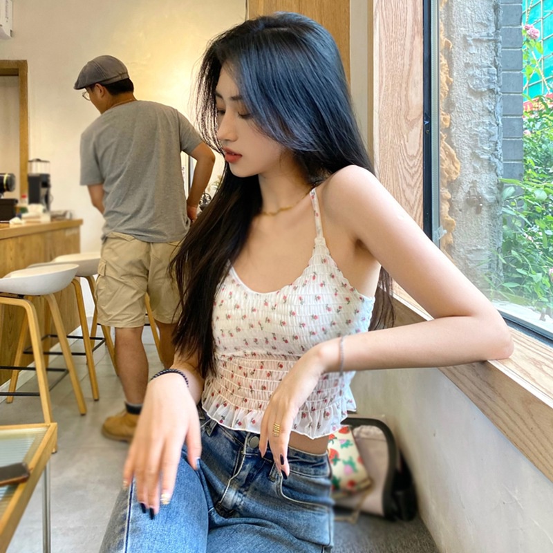 Áo Hai Dây Hở Lưng Có Mút Nâng Ngực Phối Ren Hoa Quyến Rũ Cho Nữ