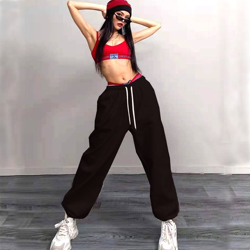 Quần Dài Màu Sắc Kẹo Ngọt Phong Cách Hiphop Đường Phố Âu Mỹ Cho Nữ