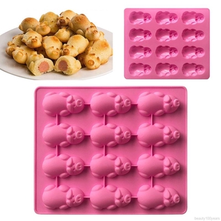 1 Khuôn Silicone Làm Bánh 12 Ngăn Tạo Hình Chú Heo Đáng Yêu