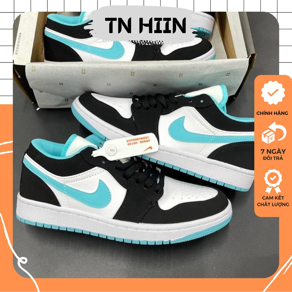 Giày sneaker Jordan Xanh Ngọc cổ thấp, Giày JD Jordan 1 low Nam Nữ Thời Trang Full Box Bill