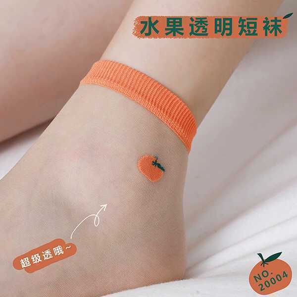 Vớ mùa hè mỏng đáng yêu ngày trắng vớ tinh thể trái cây tình yêu trong suốt học sinh vớ PAPAYA