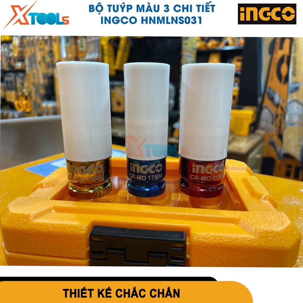 Bộ 3 đầu tuýp 1/2''  INGCO HNMLNS031, chất liệu thép Cr-Mo cứng cáp, kích thước 17mm, 19mm, 21mm [CHÍNH HÃNG][XTOOLS]