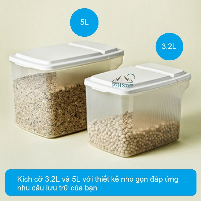 Hộp bảo quản thực phẩm Lock&amp;Lock Dry Food P-1735 (750ml) P-1736 (1.6L) P-1737 (2.4L) P-1738 [3.2L] P-1739 [5L] Hàng P&amp;Q