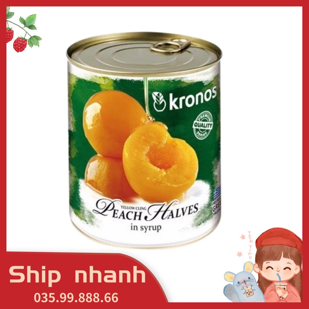 Đào Ngâm Kronos Lon Lớn 820g hàng loại 1 trà đào cam sả