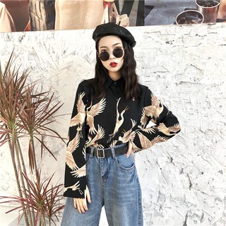 (có sẵn)Áo sơ mi hạc cá tính tay ôm( ảnh thật phía cuối)