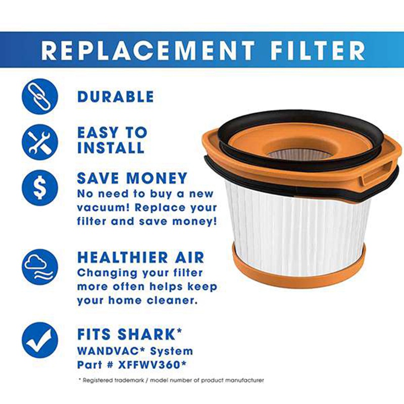 Set 4 Túi Lọc Thay Thế Cho Máy Hút Bụi Shark Wandvac WV360 WS620 WS630 WS632 WS632BLBRN WS632GDBRN Xffv360