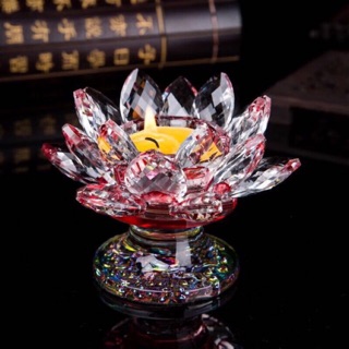 Đế nến pha lê hoa sen trung