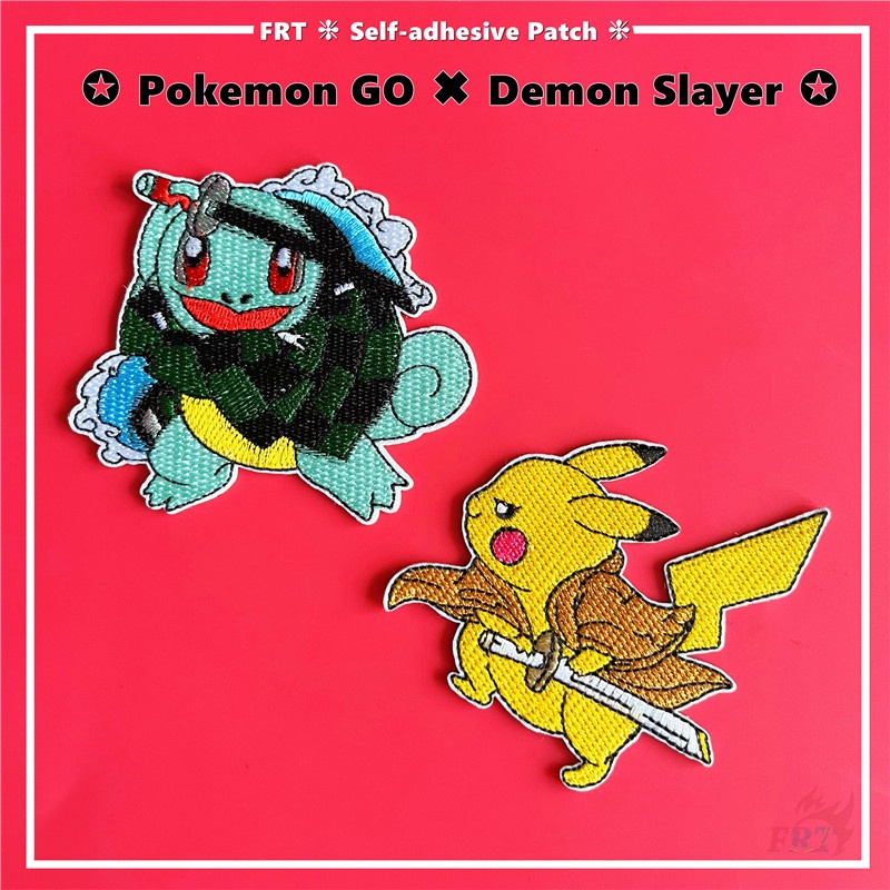 ☸ Pokemon G.O ✖ Miếng Dán Trang Trí Hình Demon Slayer Độc Đáo ☸ 1 Miếng Dán Ủi Quần Áo Hình Nhân Vật Anime