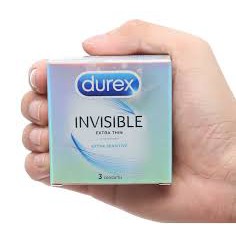 [ TĂNG KHOÁI CẢM ] Bao Cao Su Siêu Mỏng DUREX INVISIBLE Hộp 3 Cái ( Chính Hãng 100%)