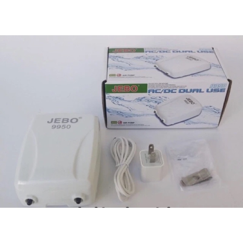 Máy Sủi Khí Oxy 2 Vòi Tích Điện Jebo 9950 cho hồ cá