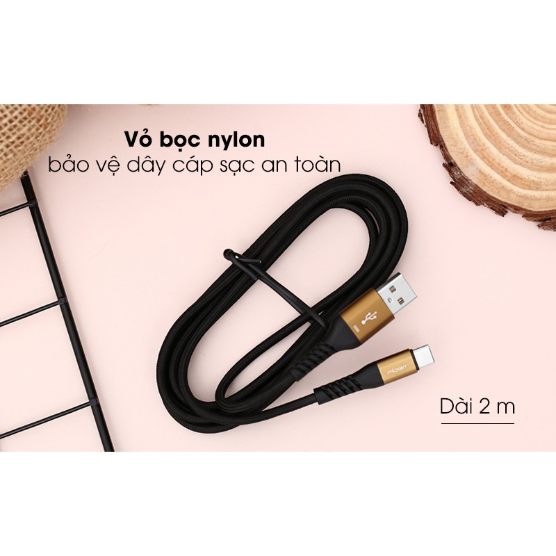 Cáp Type C 2m Mbest DS463X-WB Đen