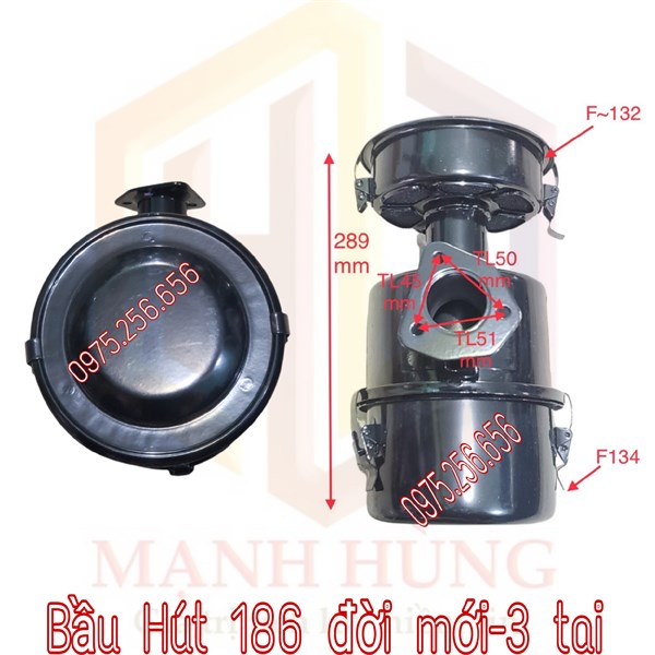 Bầu Hút 186=188 đời mới - 3 tai lọc gió 186=188 bô hút phụ tùng Hùng Lỳ