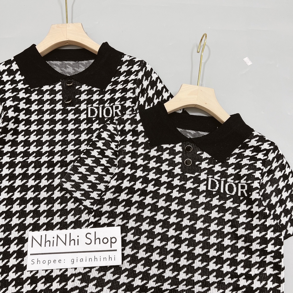 Áo len cổ bẻ form rộng hoạ tiết ziczac ngắn tay AL1616 NhiNhi Shop | BigBuy360 - bigbuy360.vn