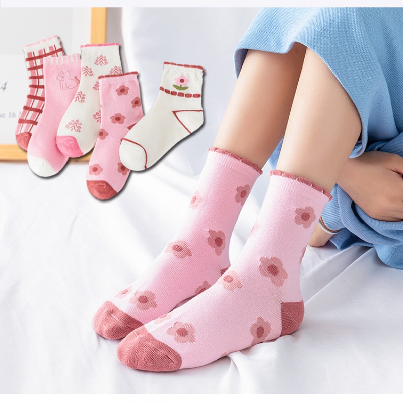 Vớ Phối Ren Họa Tiết Hoạt Hình Dễ Thương Thời Trang Xuân Thu Cho Bé Gái