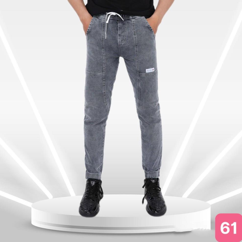 Quần jean jogger nam màu xám nhạt trơn bo chân không rách chất bò cao cấp co dãn 4 chiều, rin lưng thun HD294 Mẫu mới ®️