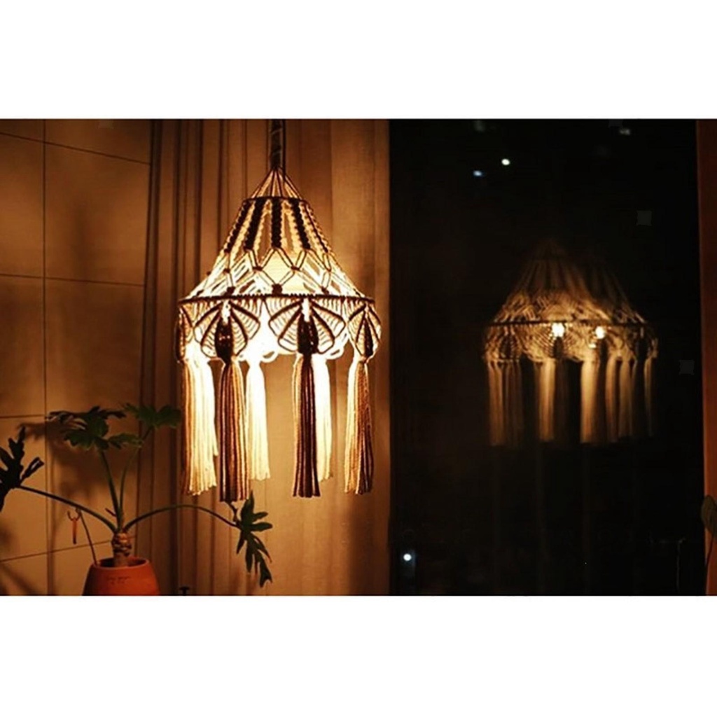 PINEVN Chụp Đèn Treo Trần Nhà Bằng Len Phối Tua Rua Độc Đáo Trang Trí Nhà Cửa