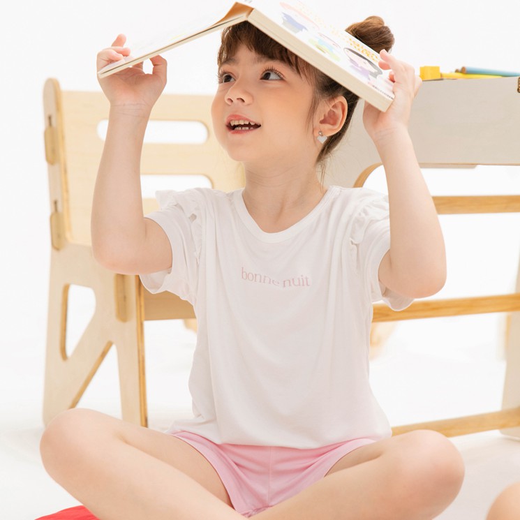 Bộ Cộc Girls NOUS - Áo Trắng , Quần Hồng 2Y/3Y/4Y/5Y