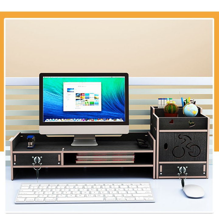 Giá kệ laptop máy tính và để tài liệu để bàn làm việc ngăn kéo có khóa chắc chắn kệ để tài liệu lắp ghép bằng gỗ | BigBuy360 - bigbuy360.vn