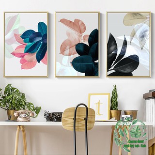 Bộ tranh canvas treo tường Lá cây đa búp đỏ