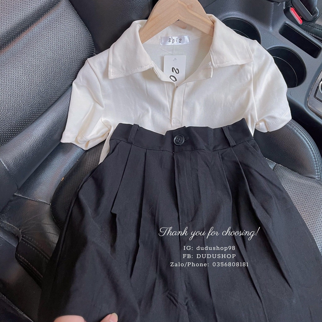 Set Bộ Áo Thun Polo Có Size Kèm Quần Sooc Thô Ống Rộng Phong Cách Thể Thao Basic-aopolo-dd29