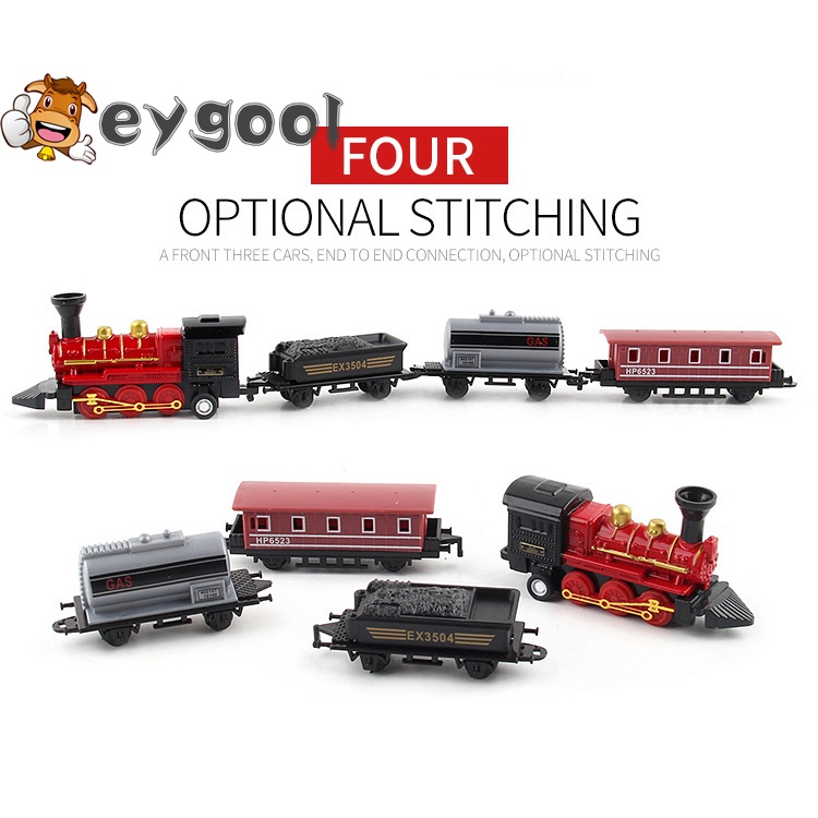 Set 4 Mô Hình Xe Lửa/Tàu Lửa/Xe Lửa Bằng Hợp Kim Phong Cách Retro Cho Bé