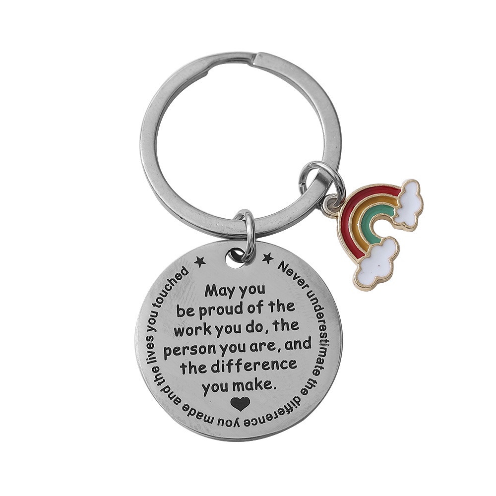 Cod Qipin Móc Chìa Khóa Hình Tròn In Chữ May You Be Proud Màu Cầu Vồng Đơn Giản Cho Cặp Đôi