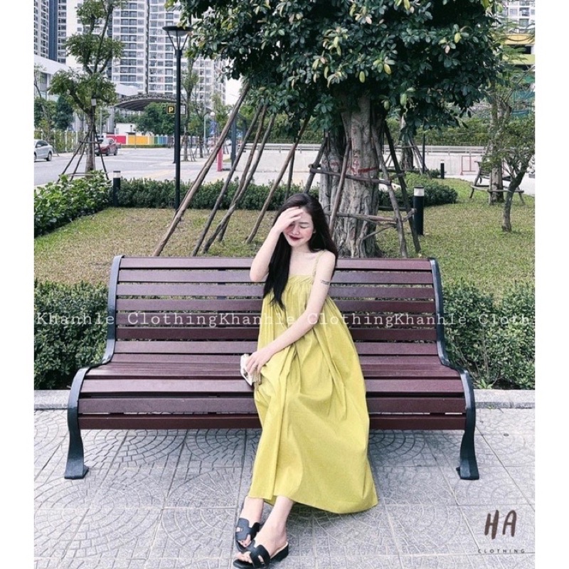 Đầm tết hai dây maxi dáng dài phong cách thời trang Hàn Quốc dành cho nữ
