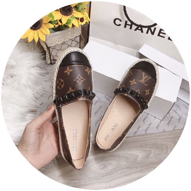 Giày slipon l v viền cói