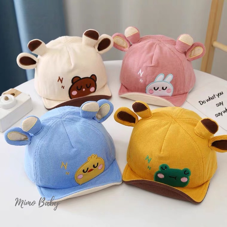 Mũ nón lưỡi trai mềm, mũ tai hươu họa tiết con vật dễ thương cho bé MH127 Mimo Baby