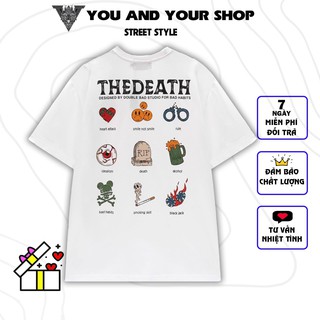Áo Thun tay lỡ YAYSHOP phông unisex nam nữ chất cotton mềm mịn THE DEATH họa tiết cực ngầu