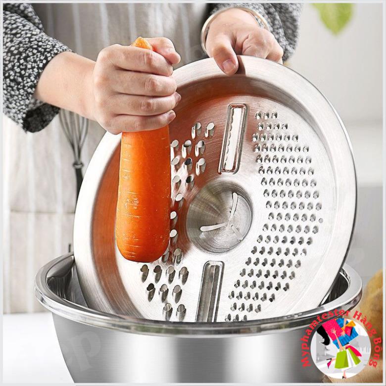 [HOT] Rổ Inox Nạo Củ Quả Đa Năng 3 trong 1.