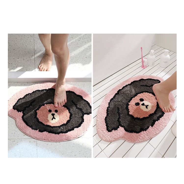 Thảm Chùi Chân Lông Mềm Mại Thấm Hút Chống Trượt Chống Bụi Hình Gấu Nâu Hoạt Hình Dành Cho Phòng Tắm / Cửa Ra Vào
