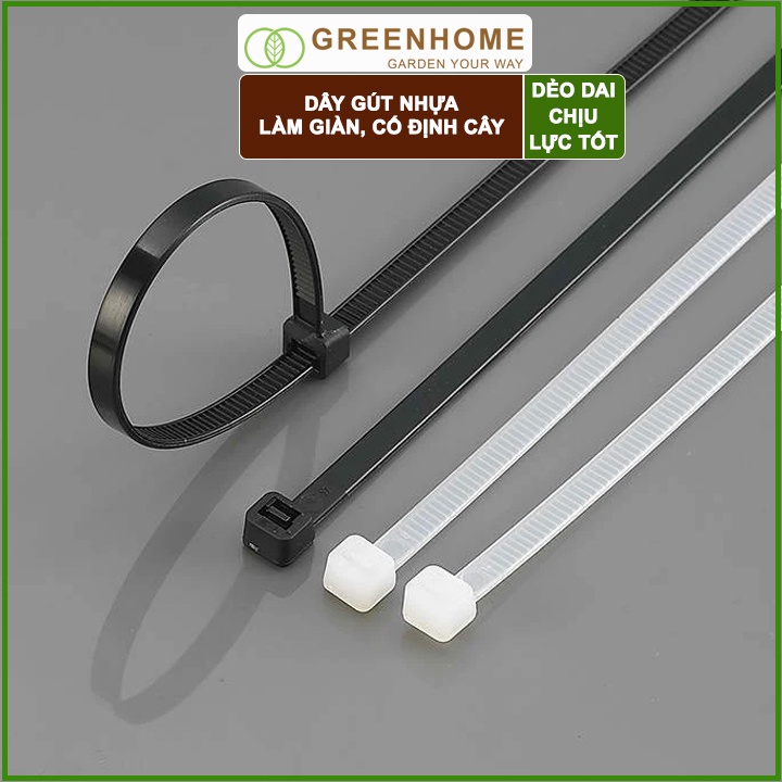 Dây rút nhựa, D10cm, bao 70 sợi, màu trắng, siêu bền, dẻo, làm giàn, đỡ trái, cố định hàng rào, dây cáp điện |Greenhome