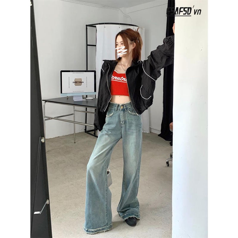 Quần Jeans Dài Ống Rộng Thời Trang Dành Cho Nữ