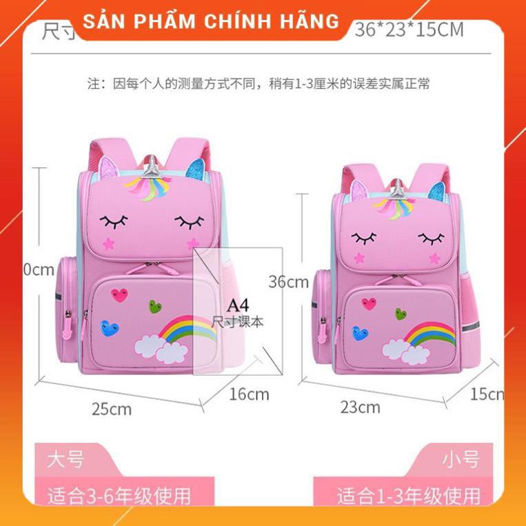 [Giảm 50%] Ba Lô Đi Học Trọng Lượng Nhẹ Chống Thấm Nước In Hình Kỳ Lân 3d Dễ Thương Cho Bé Gái - Bé Trai