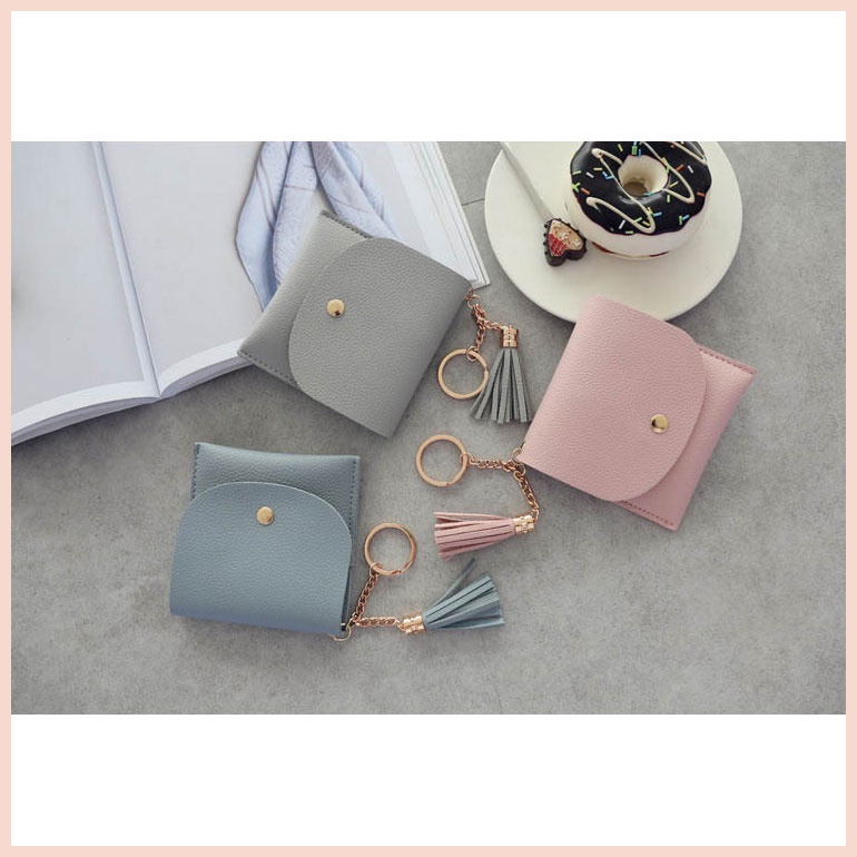Ví mini đựng thẻ và tiền lẻ, thiết kế nhỏ gọn có móc gắn chìa khoá (PK421)