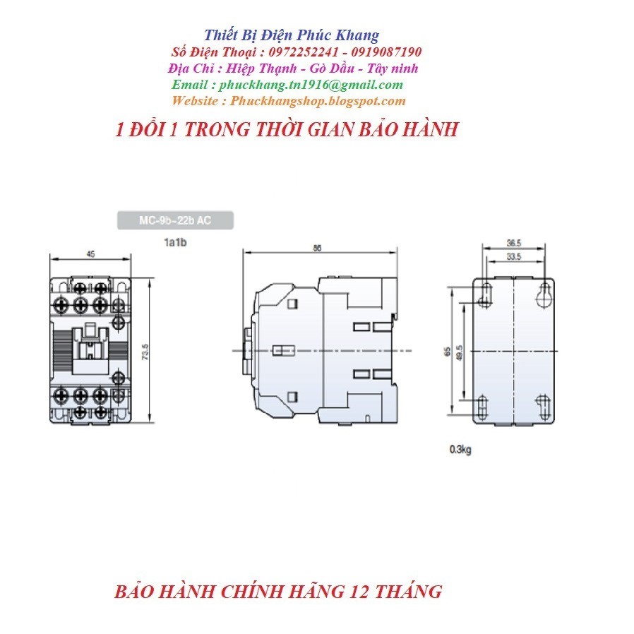 Freeship-hàng chính hãng-khởi động từ 3pha-khởi động từ-MC-32A 220v-contactor 3pha-coil 220v 32A