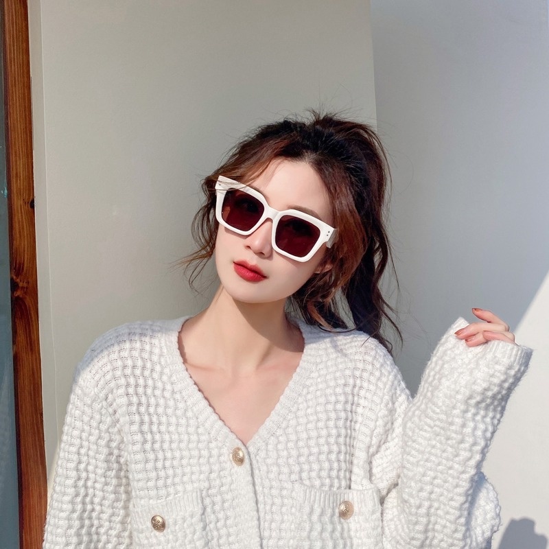 (YUZHU) Kính Mát Thời Trang Hàn Quốc Gọng Vuông Bản Rộng Thiết Kế Mới