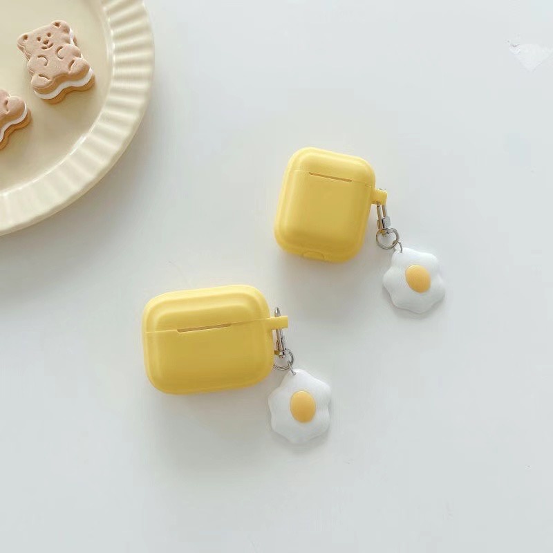 Vỏ Bảo Vệ Hộp Sạc Tai Nghe Airpods 1 / 2 / 1 / 2 / Pro Bằng Tpu Mềm Hình Kẹo Và Trứng Màu Vàng Dễ Thương